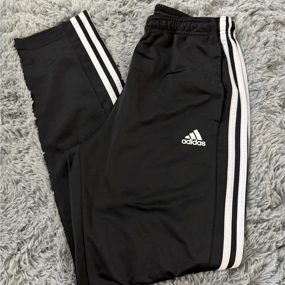 Adidas Black Joggers with White Stripes